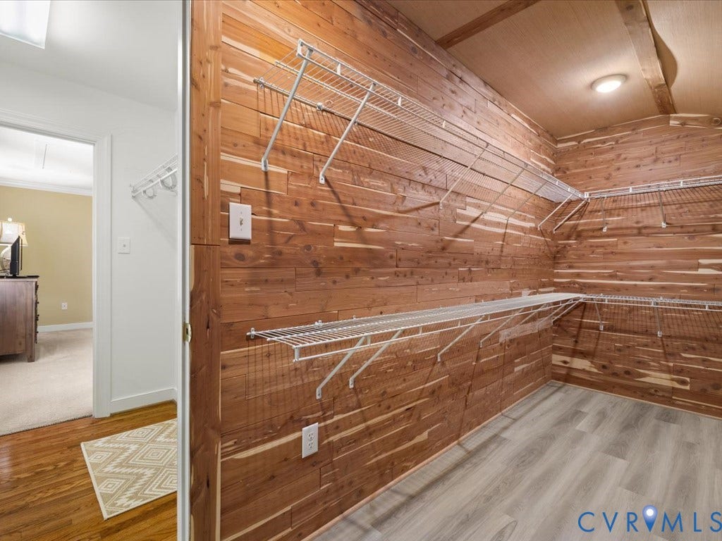 12126 Club Commons Drive, Club Commons, Glen Allen, VA 23059 Wood-paneled closet with wire shelving and recessed lighting