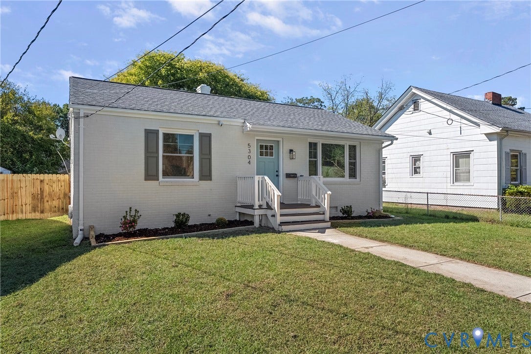 5304 Gillespie Avenue, Henrico, VA 23228 White-painted brick exterior with gray shutters