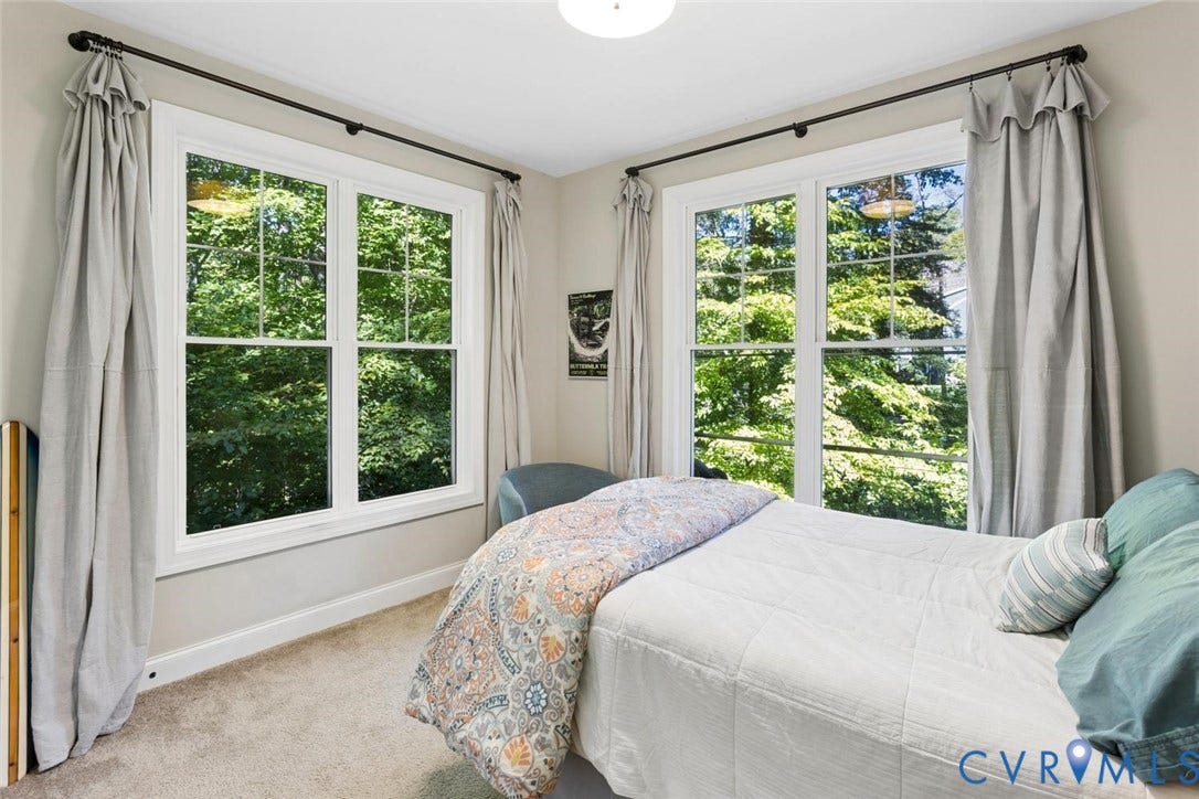 9013 Old Holly Road, Southhampton, Richmond, VA 23235 Two large windows with white trim, wall-to-wall carpeting, and neutral wall tones