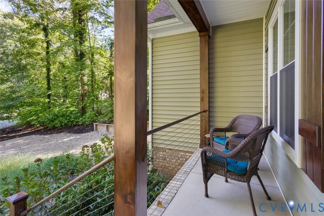 9013 Old Holly Road, Southhampton, Richmond, VA 23235 Covered porch featuring cable railing, wood columns, and siding exterior
