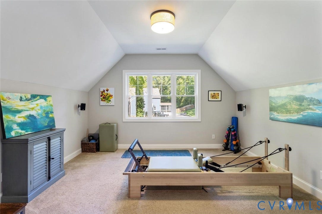 9013 Old Holly Road, Southhampton, Richmond, VA 23235 Carpeted room with a vaulted ceiling, recessed window, and flush mount lighting