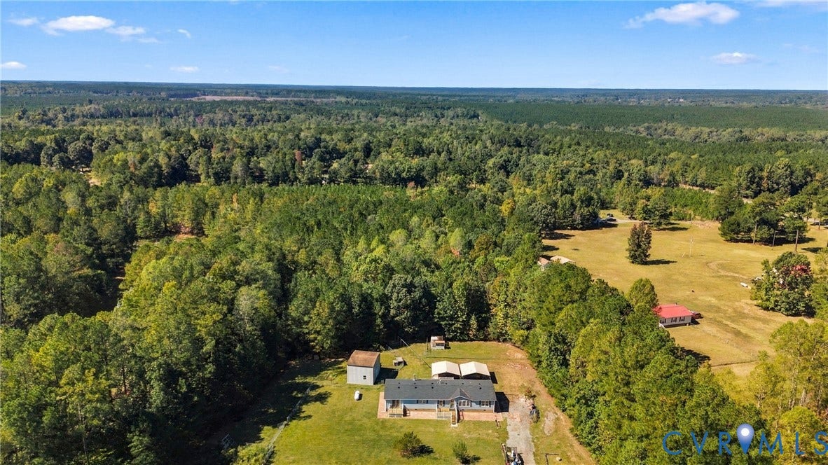 8211 Brills Road, Dinwiddie, VA 23872 Expansive property with a wide-ranging tree line and cleared areas