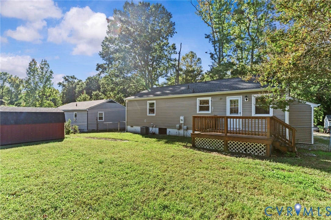 Rear yard showing detached shed