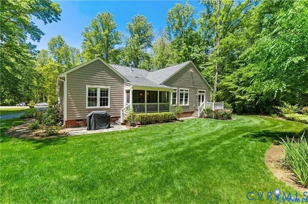 13998 Taylors Overlook Court, Montpelier, VA 23192 Back of home, screened porch, patio area, private yard beautifully landscaped