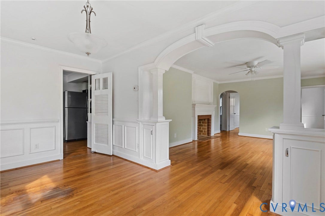 wainscoting, arched doorway