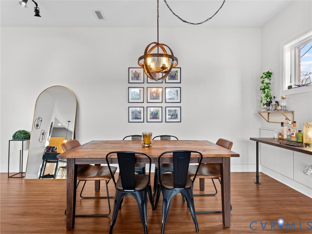 Wood-finish flooring throughout