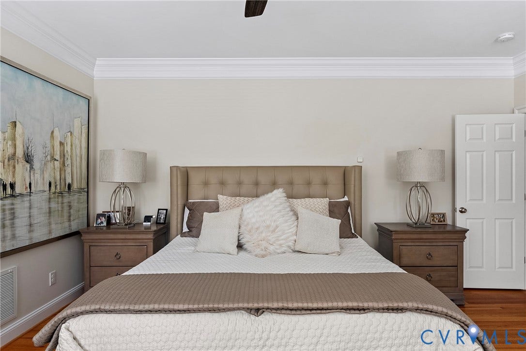 Crown molding with light-toned wall paint