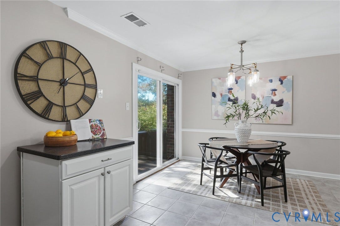 55 Dehaven Drive, Henrico, VA 23238 Light gray walls with white crown molding and chair rail