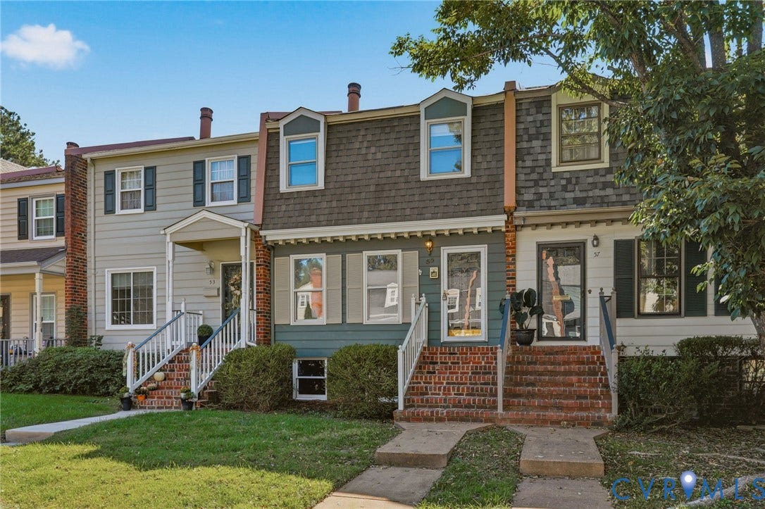 55 Dehaven Drive, Henrico, VA 23238 Brick front steps with white railings, dormer windows, and a shingled roof