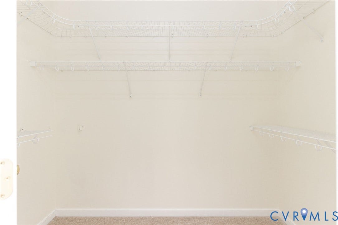 13742 Spyglass Hill Circle, Chesterfield, VA 23832 Storage area featuring multi-level white wire shelving and carpeted flooring