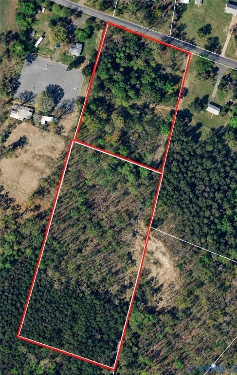 0000 Community House Road, Columbia, VA 23038 Aerial Property Survey. An overhead depiction of the property with boundary lines indicated