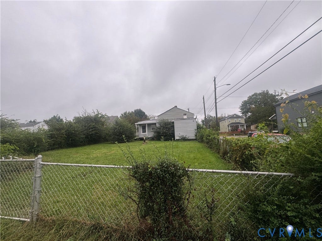 1400 N 29th Street, Richmond, VA 23223 Expansive lot featuring an open lawn, perimeter chain-link fencing, and mature greenery