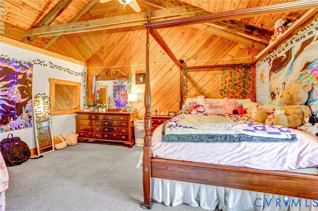 8328 Peaks Road, Hanover, VA 23069 Vaulted wood-paneled ceiling with exposed beams