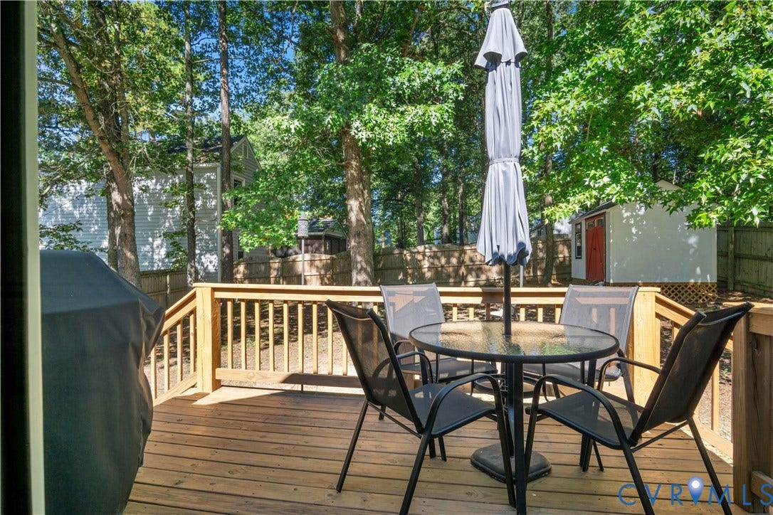 2724 Glen Point Circle, Henrico, VA 23233 Wood deck with natural wood railing