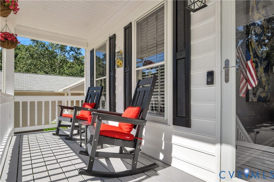 2724 Glen Point Circle, Henrico, VA 23233 Covered front porch featuring a railing and paneled siding