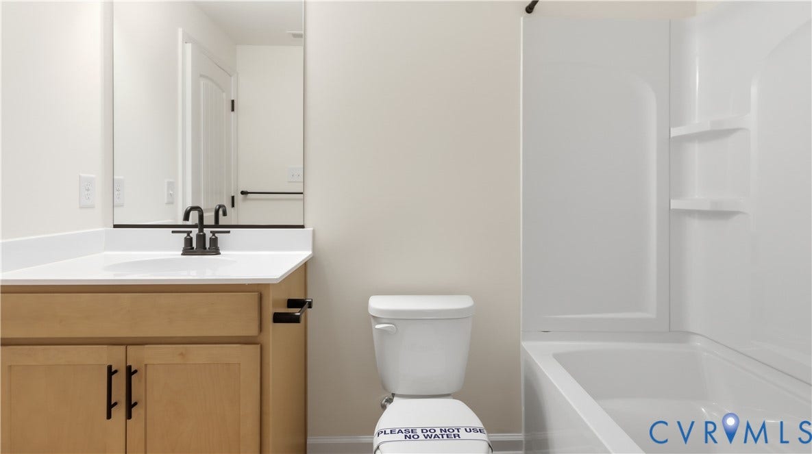 16342 Alexandria Court, Hampton Ridge At Hampton Park, Moseley, VA 23832 First floor guest suite bath. This home is UNDER CONSTRUCTION. The photo represents the plan, not the actual home. Design selections have been made.