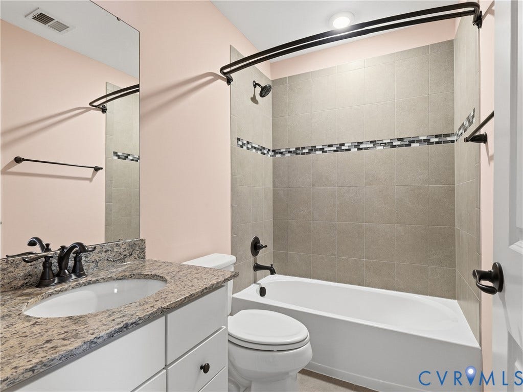 5612 Riverside Heights Way, Richmond, VA 23225 Full hallway bathroom with tiled shower/tub combo