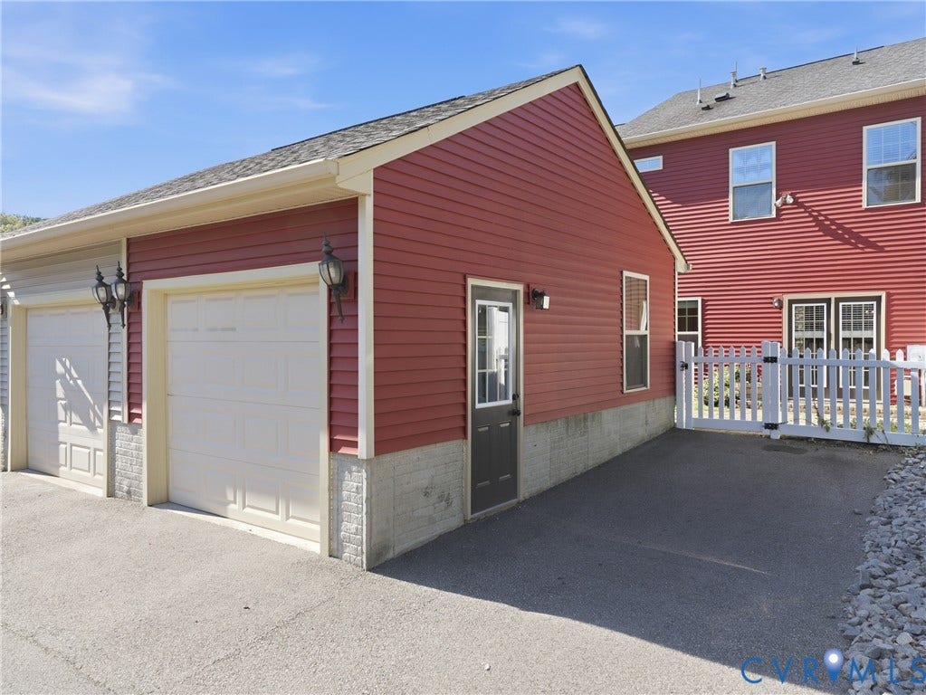 5612 Riverside Heights Way, Richmond, VA 23225 Detached one-car garage provides convenient parking and additional storage for this Richmond townhome