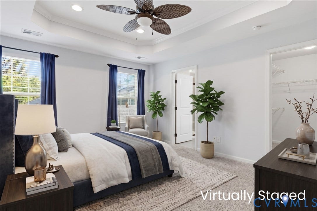 [Photo has been digitally staged] Primary Bedroom with ensuite bathroom and large walk-in closet