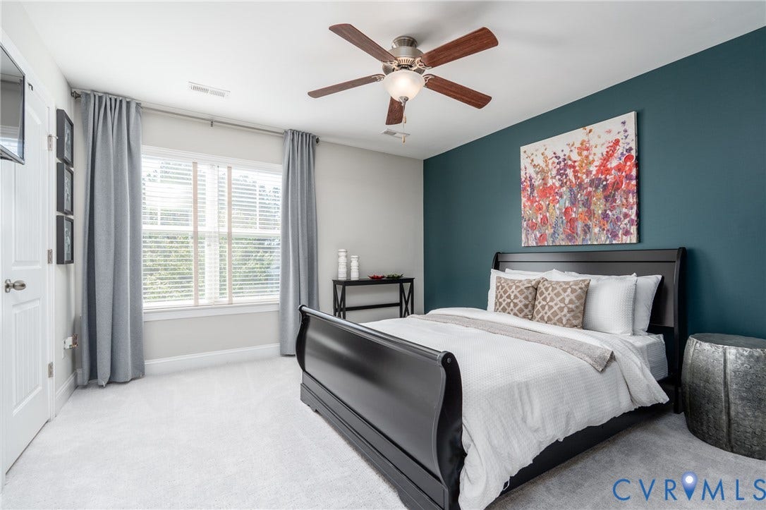 15412 Greenley Place, Hartridge At Harper's Mill, Chesterfield, VA 23832 A generously sized secondary bedroom offers comfortable accommodations with brand-new carpeting.