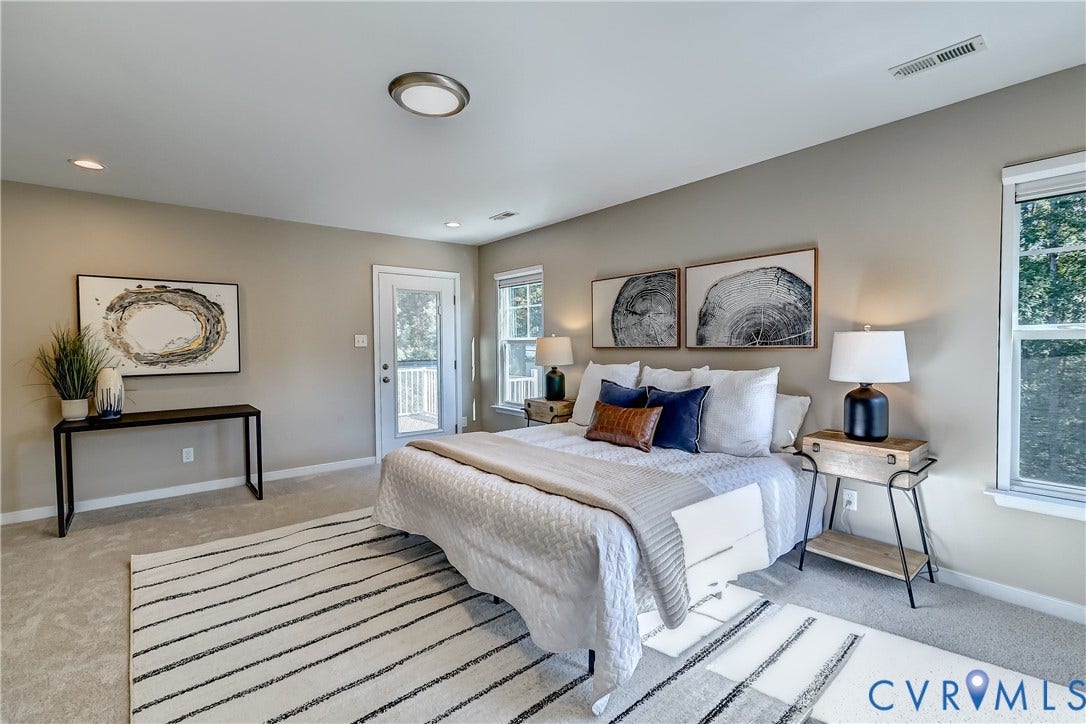 14800 Diamond Creek Terrace, Midlothian, VA 23113 Recessed lighting, flush mount ceiling fixture, carpet flooring, windows with natural light, and a glass-paneled exterior door