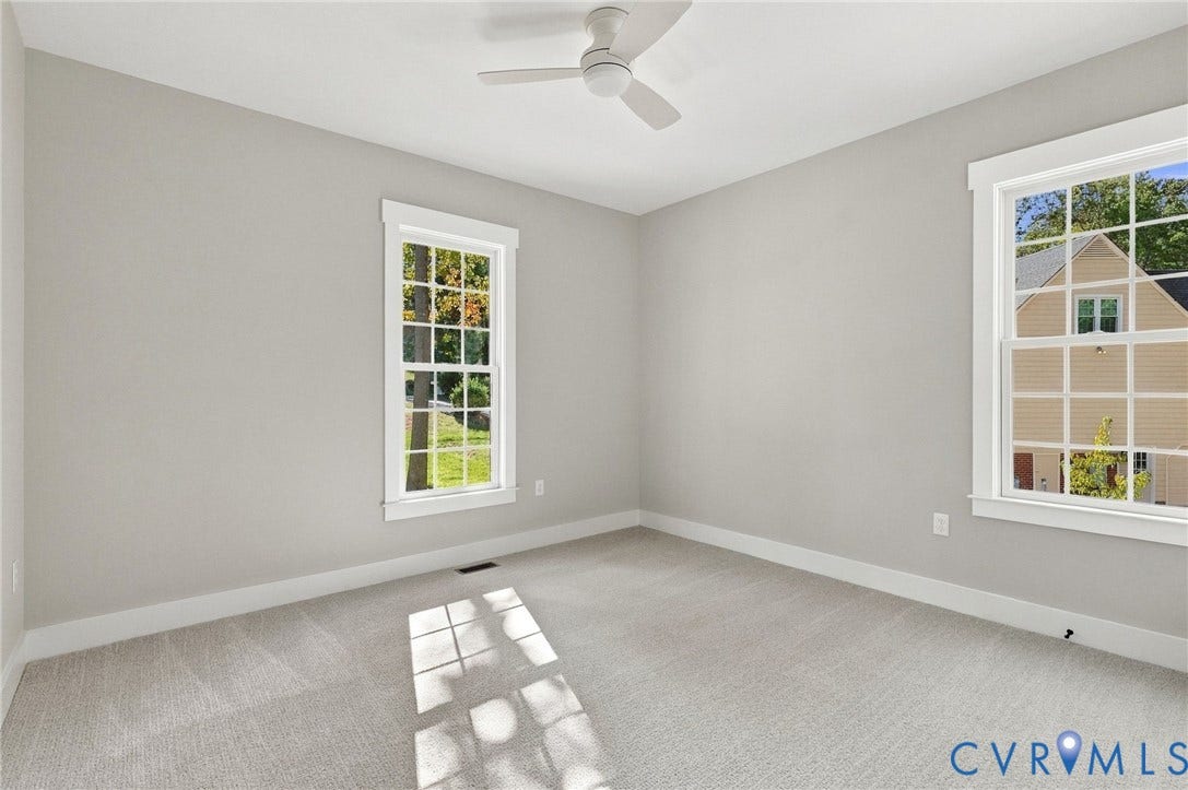 14010 Summercliff Trail, Chesterfield, VA 23832 Bedroom 2 on Front of Home has Carpet & Large Windows Providing Natural Light