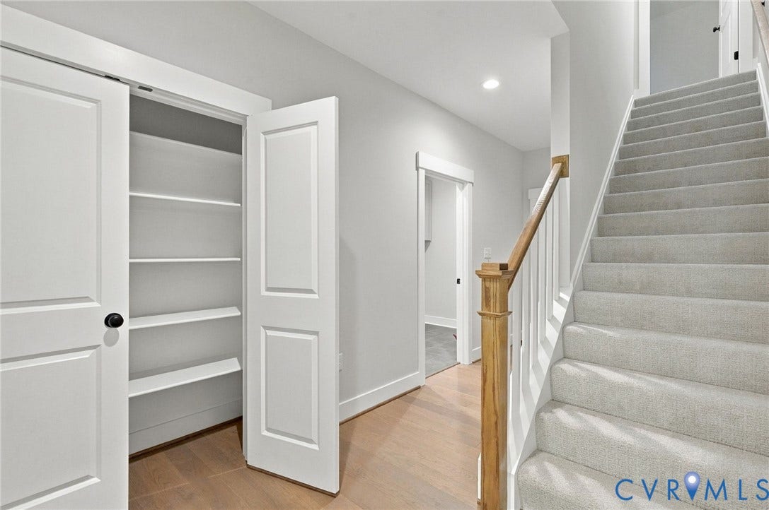 14010 Summercliff Trail, Chesterfield, VA 23832 Photo Depicts the Kitchen Pantry & the Stairway to the 4th Bedroom/Rec Room/Bonus Room