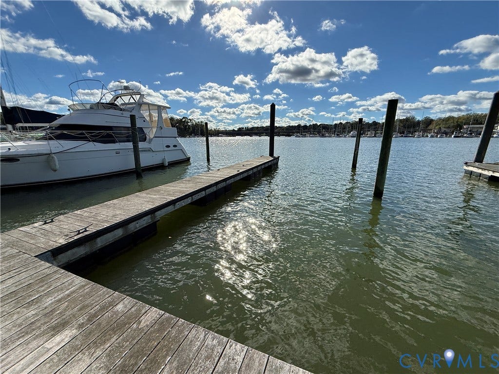 #30 Molly's Way, Urbanna, VA 23175 Waterfront property featuring a private boat slip, wooden pier, and open water access