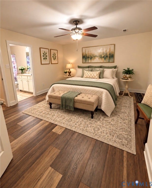 6722 Gibe Lane, Chesterfield, VA 23234 Wood-finish flooring, ceiling fan with integrated lighting, and neutral wall tones. This image has been digitally enhanced using AI for presentation, lighting and clarity.