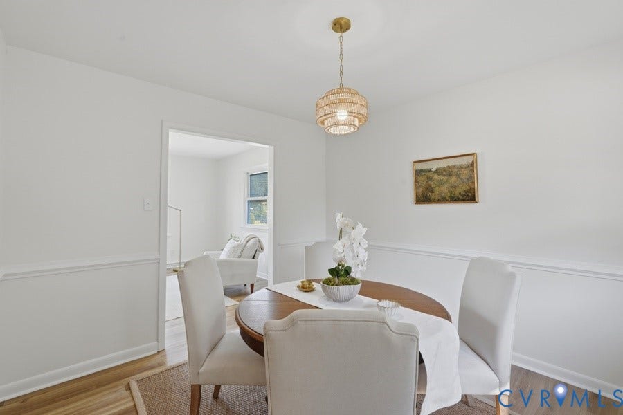 20306 Sheffield Place, Laurel Branch Farms, South Chesterfield, VA 23803 Recessed lighting, wood-finish flooring, white walls with wainscoting, and a woven pendant light fixture