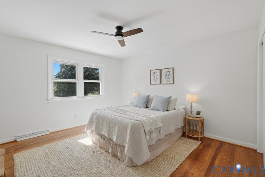 20306 Sheffield Place, Laurel Branch Farms, South Chesterfield, VA 23803 Hardwood flooring, white walls, and a ceiling fan with light fixture
