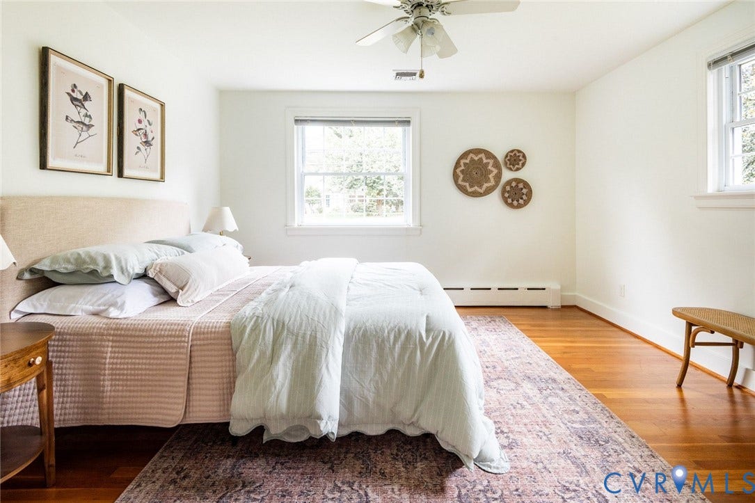 207 Tarrytown Drive, Sleepy Hollow, Henrico, VA 23229 Second of five bedrooms with hardwood floors and dual exposure windows.