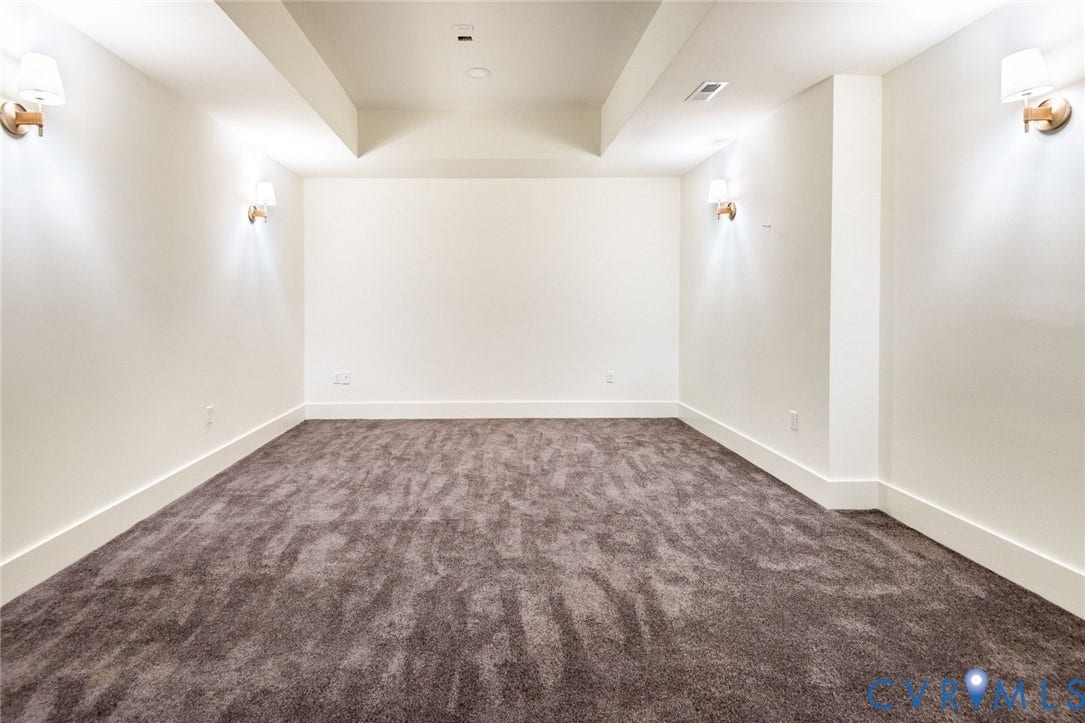 1136 Getaway Lane, Tuckahoe Creek, Goochland, VA 23103 Double-insulated theatre with dual lighting and sound-muffling carpet.
