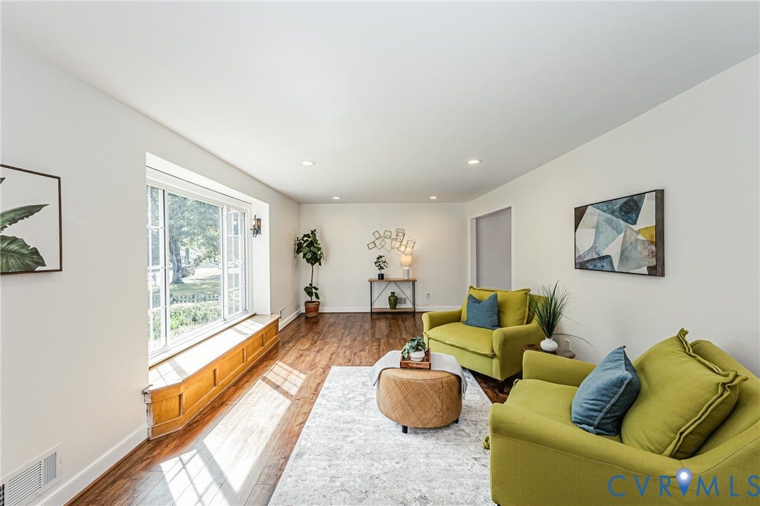 1608 Lochwood Drive, Henrico, VA 23238 Recessed lighting, wood-finish flooring, and a large bay window with an integrated window seat