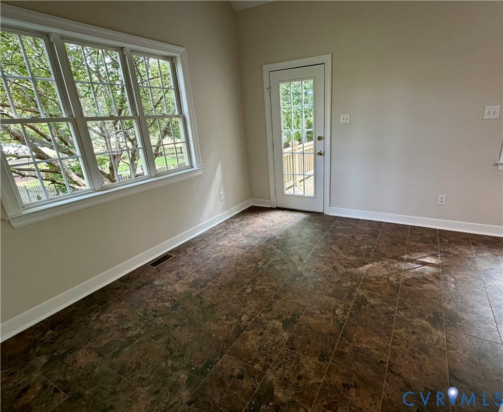 10721 Sheppards Way Drive, Sheppards Way, Glen Allen, VA 23060 Neutral wall finishes, multi-pane window, patterned flooring, white trim details, and a glass-paneled door