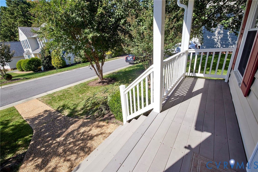 2633 Bradway Lane, Henrico, VA 23233 Covered porch with composite decking and white railings