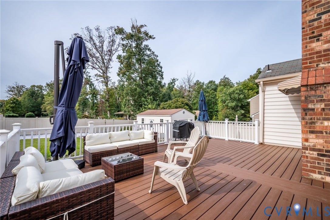 7516 Oakmont Drive, Henrico, VA 23228 Expansive outdoor deck featuring, white railing