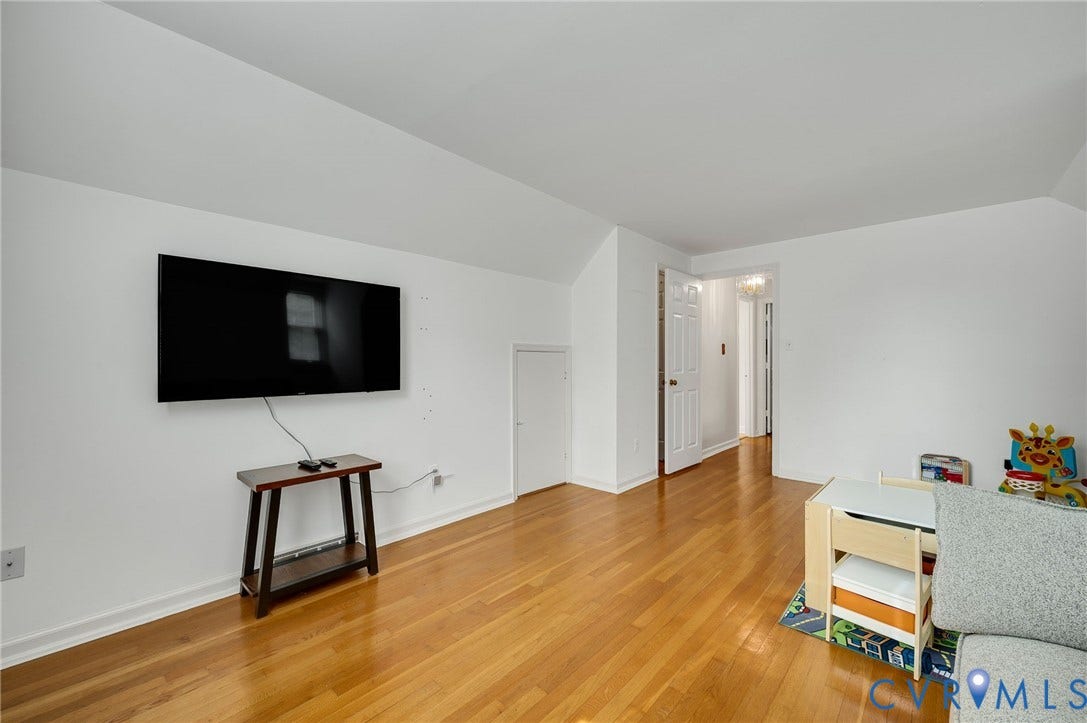 7516 Oakmont Drive, Henrico, VA 23228 Hardwood flooring complemented by white walls and a white sloped ceiling