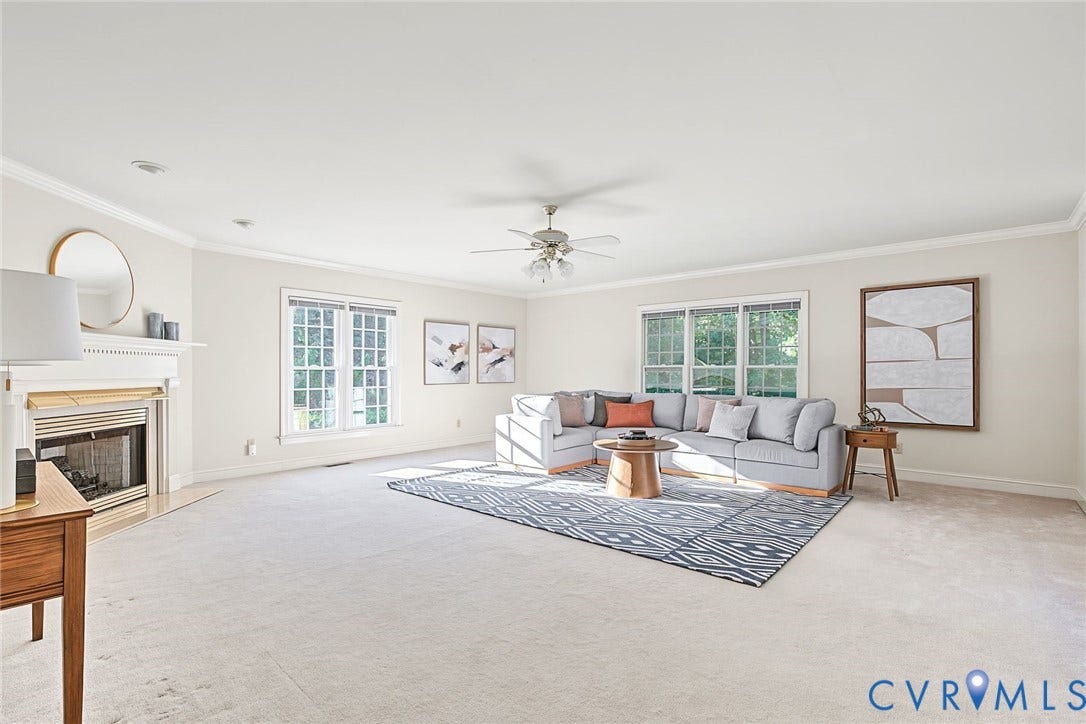 2825 Oak Point Lane, Barrington, Henrico, VA 23233 Spacious family room with gas fireplace.