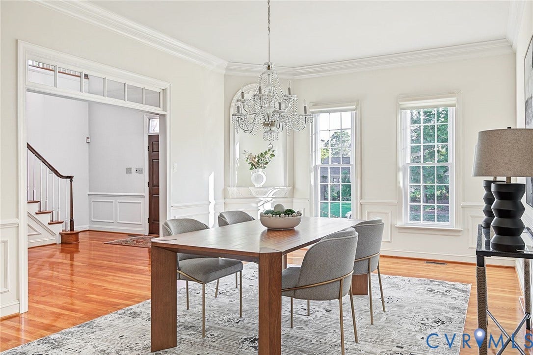 2825 Oak Point Lane, Barrington, Henrico, VA 23233 Hosting dinner parties in this refined dining room will be a pleasure.