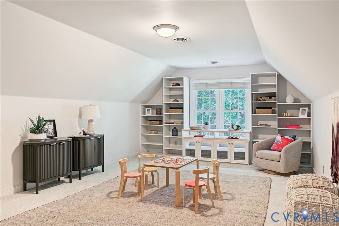 2825 Oak Point Lane, Barrington, Henrico, VA 23233 Ample space, built ins and deep closet in the playroom for all of the kids toys, games and equipment.