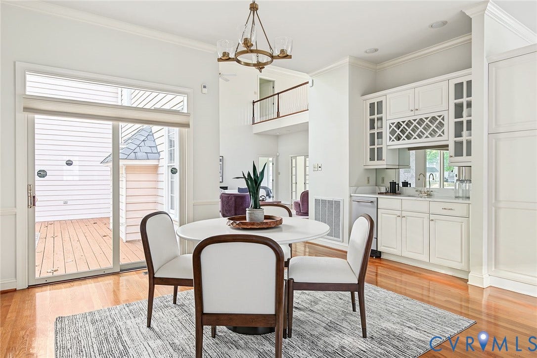 2825 Oak Point Lane, Barrington, Henrico, VA 23233 The wet bar with chic lighting is ideal for hosting game night or parties.