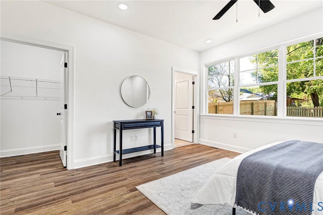 1807 Gordon Avenue, Oak Grove, Oak Grove, VA 23224 Room featuring wood-finish flooring, recessed lighting, a ceiling fan, and large windows