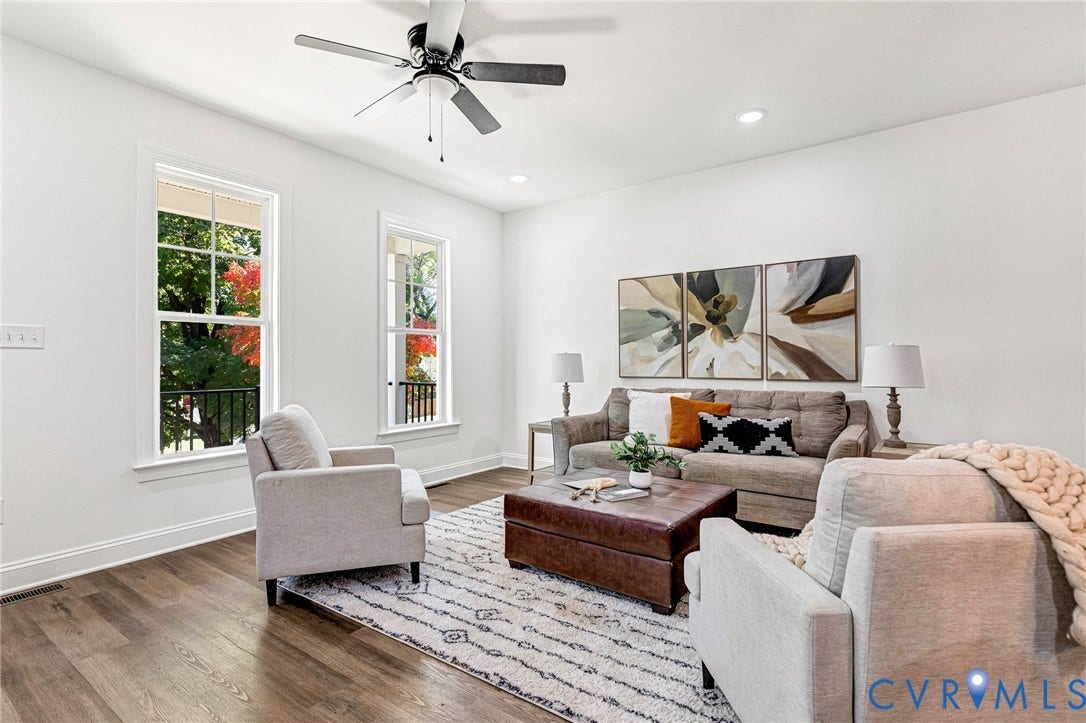 1807 Gordon Avenue, Oak Grove, Oak Grove, VA 23224 Wood-finish flooring, recessed lighting, ceiling fan, and white trim