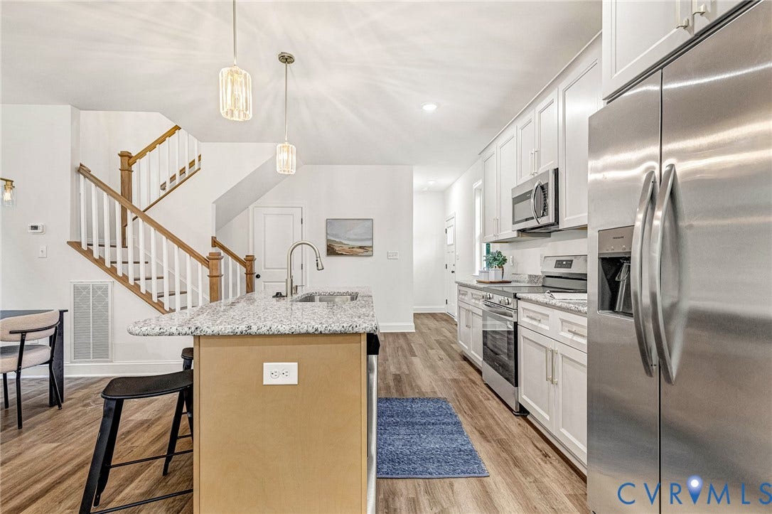 1807 Gordon Avenue, Oak Grove, Oak Grove, VA 23224 Kitchen featuring white shaker cabinetry, stainless steel appliances, and wood-finish flooring