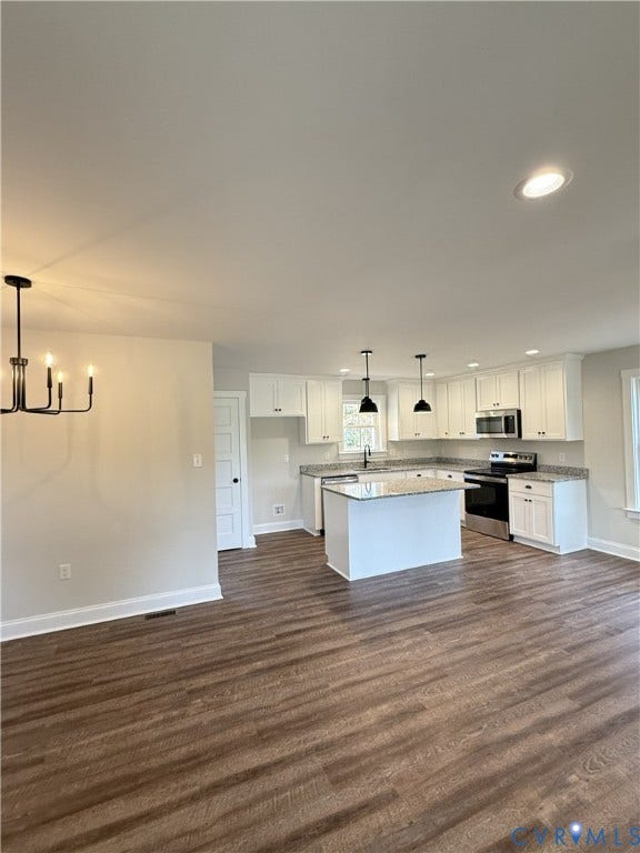 tbd Langhorne Road, Langhorne, Cumberland, VA 23040 Open-concept living area featuring wood-finish flooring, recessed lighting, and a modern chandelier