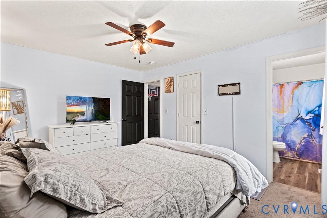 2421 Pittston Road, Ruffin's Pond, Fredericksburg, VA 22408 White walls with a ceiling fan with light fixture
