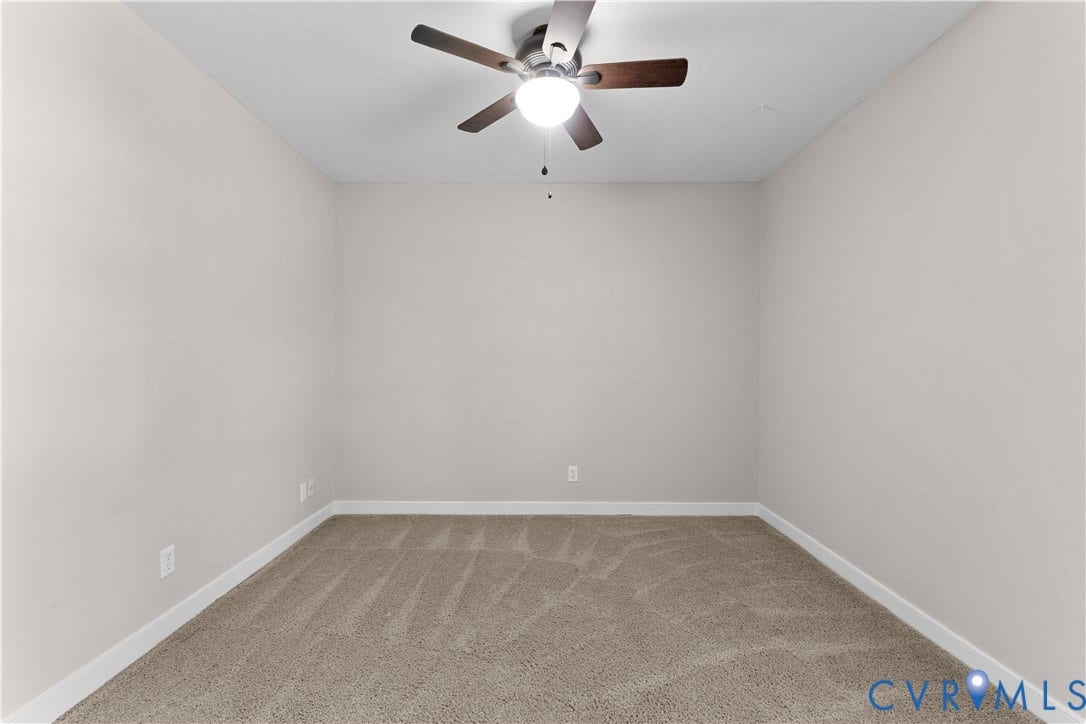 2307 Garrison Place Terrace, Garrison Place, Midlothian, VA 23112 Neutral-toned interior space featuring plush carpeting and a central ceiling fan with an integrated light fixture