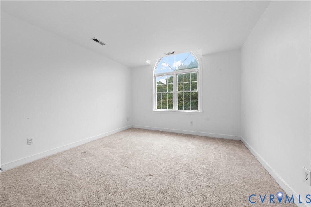 3437 Riverton Court, Robious Road Corridor, Midlothian, VA 23113 Neutral interior room featuring plush carpeting and an arched window with muntin detailing