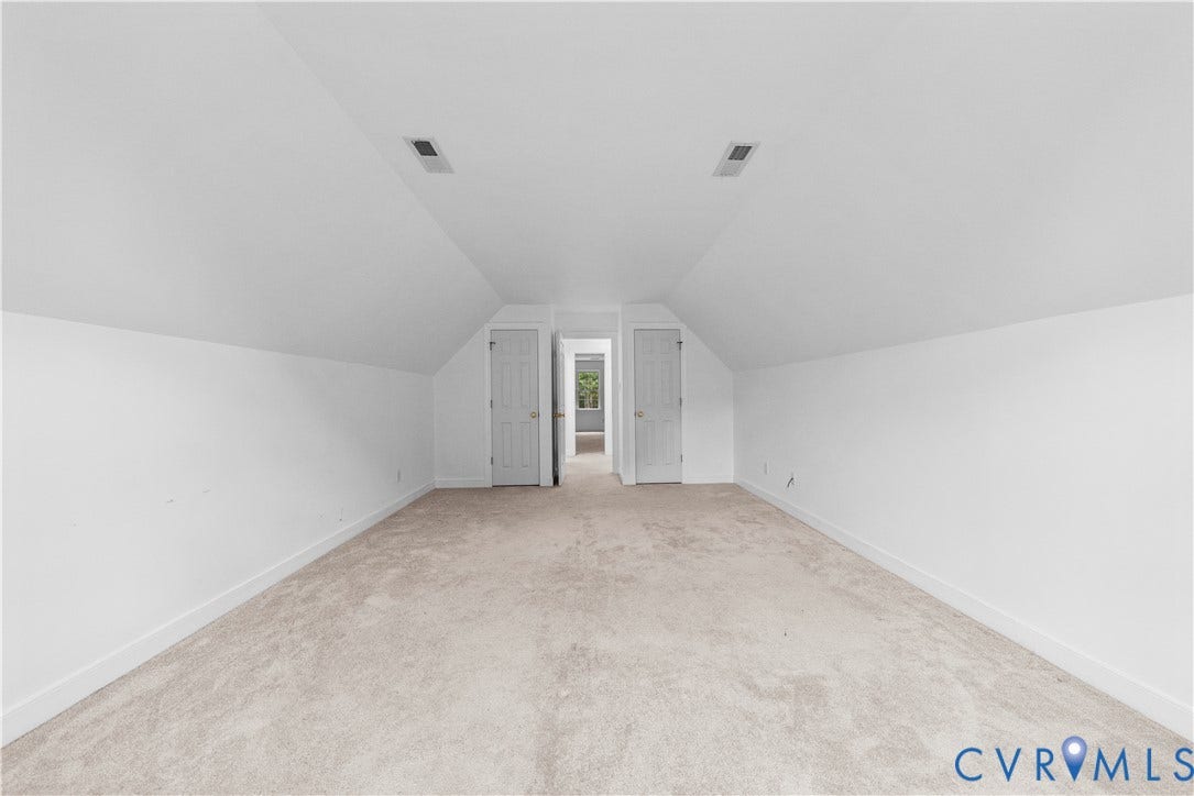 3437 Riverton Court, Robious Road Corridor, Midlothian, VA 23113 Sloped ceiling architecture featuring wall-to-wall carpeting and dual interior doors
